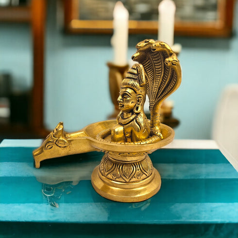 Tamas Brass Shivling with shiva bust